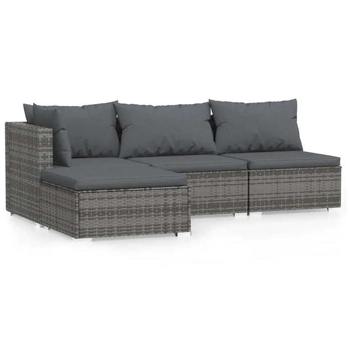 Set mobilier de grădină cu perne, 4 piese, gri, poliratan - WALTI WALTI