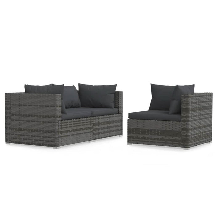 Set mobilier de grădină cu perne, 3 piese, gri, poliratan - WALTI WALTI
