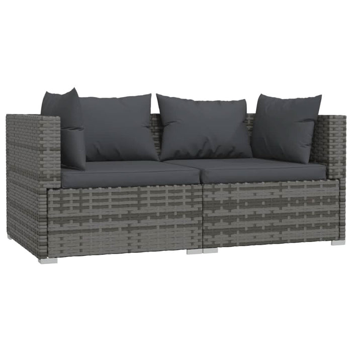 Set mobilier de grădină cu perne, 3 piese, gri, poliratan - WALTI WALTI