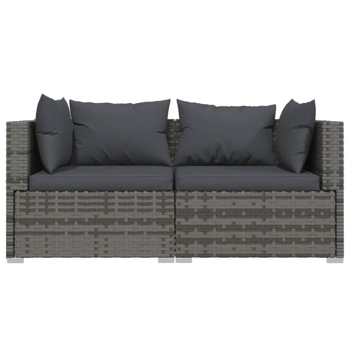 Set mobilier de grădină cu perne, 3 piese, gri, poliratan - WALTI WALTI