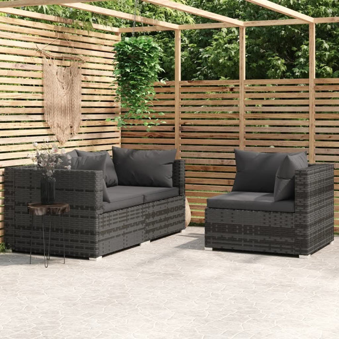 Set mobilier de grădină cu perne, 3 piese, gri, poliratan - WALTI WALTI