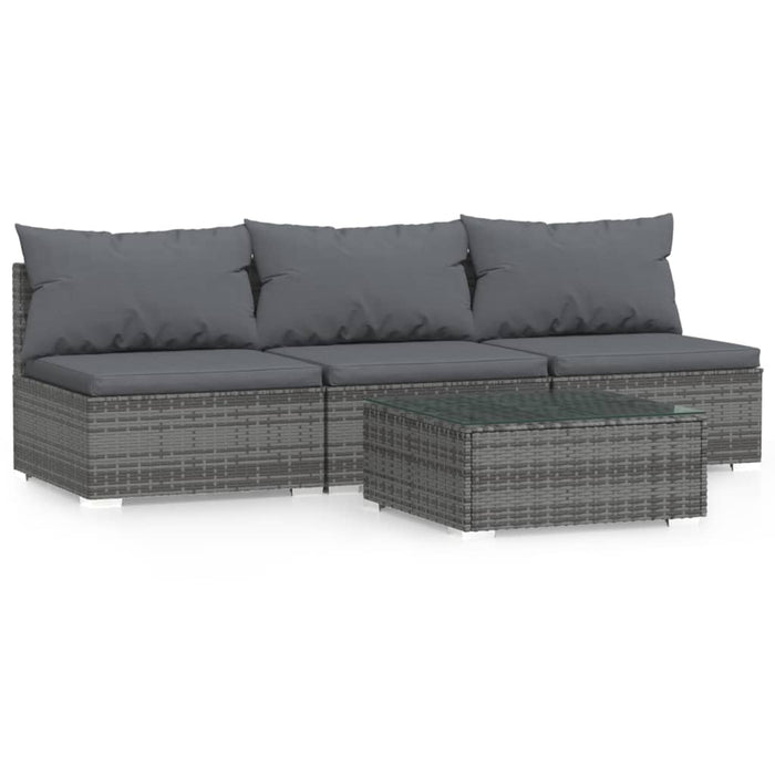 Set mobilier de grădină cu perne, 4 piese, gri, poliratan - WALTI WALTI