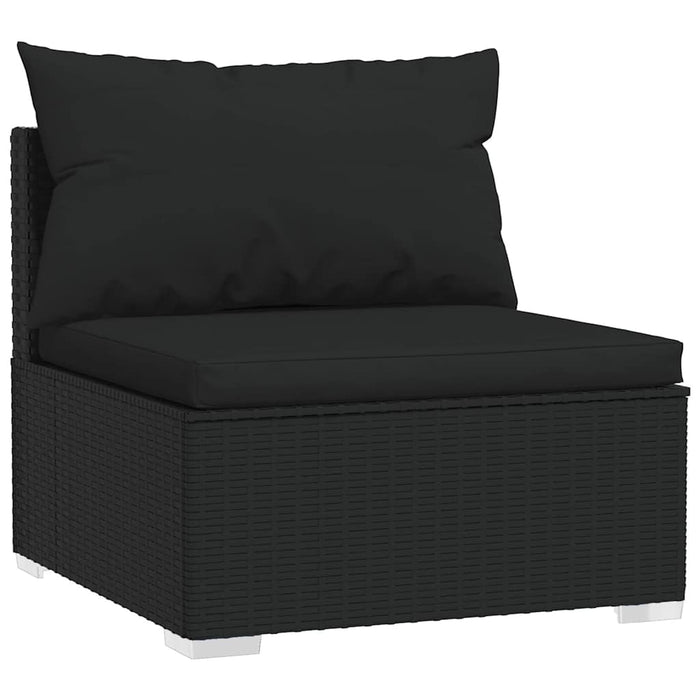 Set mobilier relaxare grădină 4 piese cu perne poliratan negru - WALTI WALTI