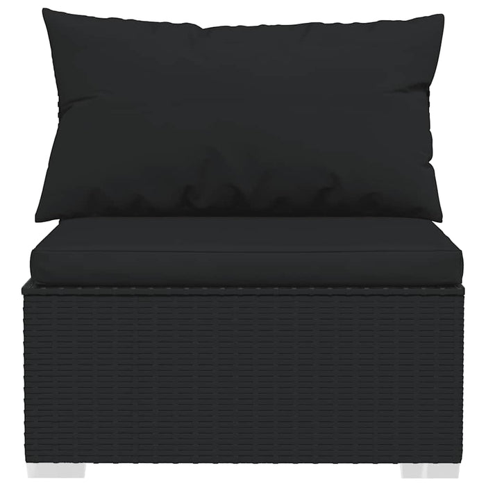 Set mobilier relaxare grădină 4 piese cu perne poliratan negru - WALTI WALTI