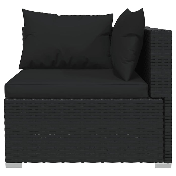 Set mobilier relaxare grădină 4 piese cu perne poliratan negru - WALTI WALTI