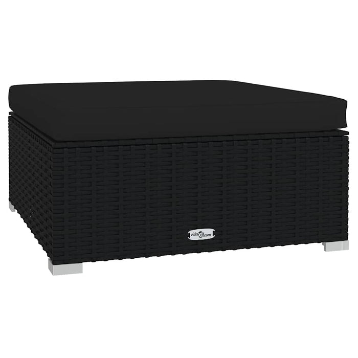 Set mobilier relaxare grădină 4 piese cu perne poliratan negru - WALTI WALTI