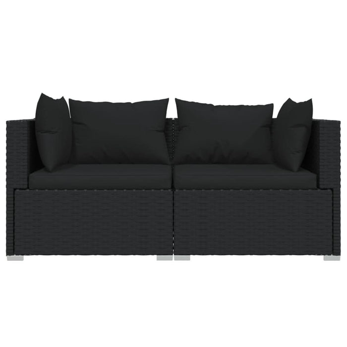 Set mobilier de grădină cu perne, 3 piese, negru, poliratan - WALTI WALTI