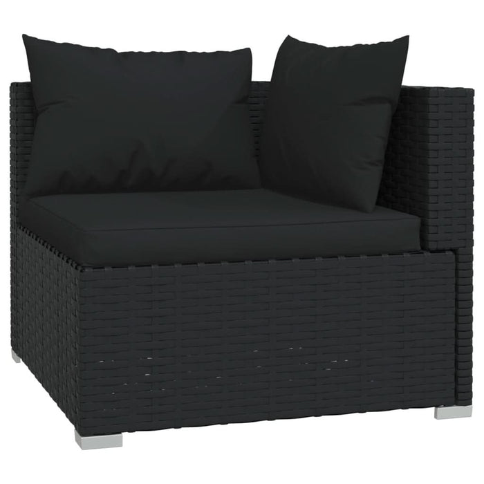Set mobilier de grădină cu perne, 3 piese, negru, poliratan - WALTI WALTI