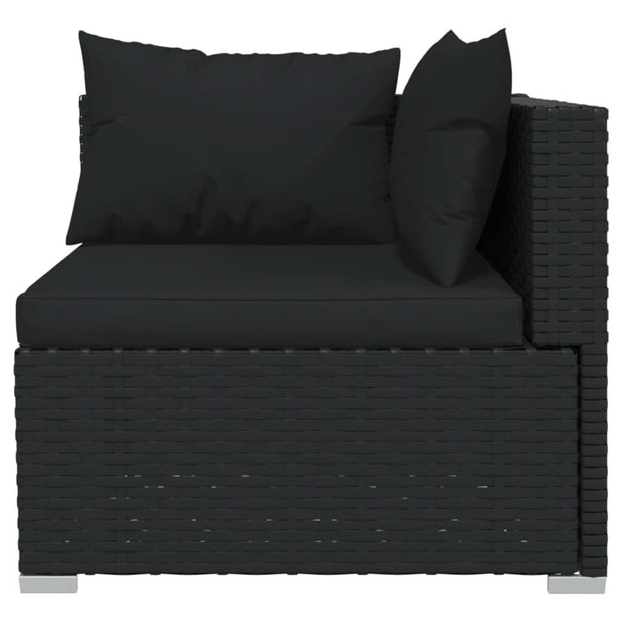 Set mobilier de grădină cu perne, 3 piese, negru, poliratan - WALTI WALTI