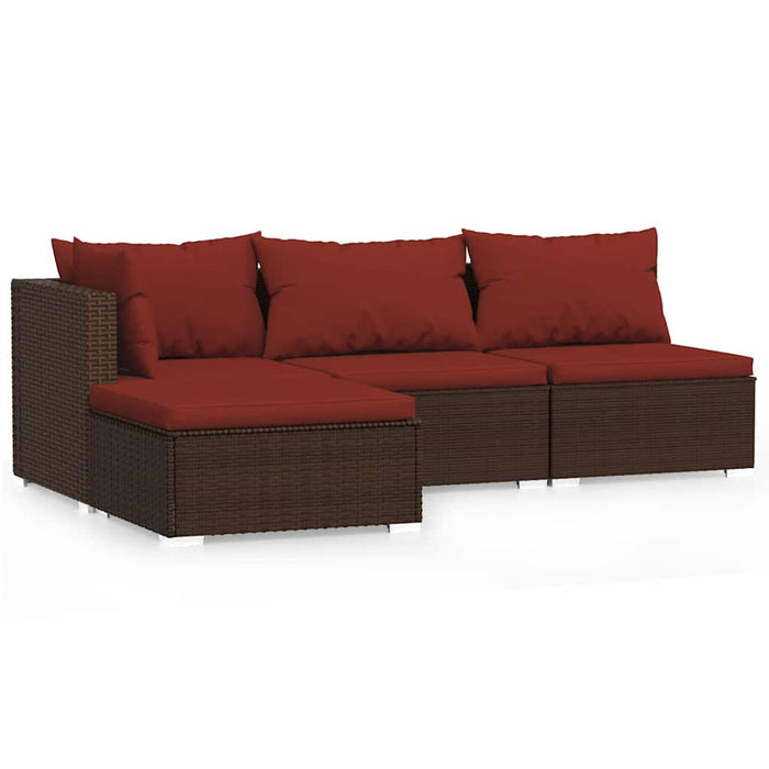 Set mobilier de grădină cu perne, 4 piese, maro, poliratan - WALTI WALTI