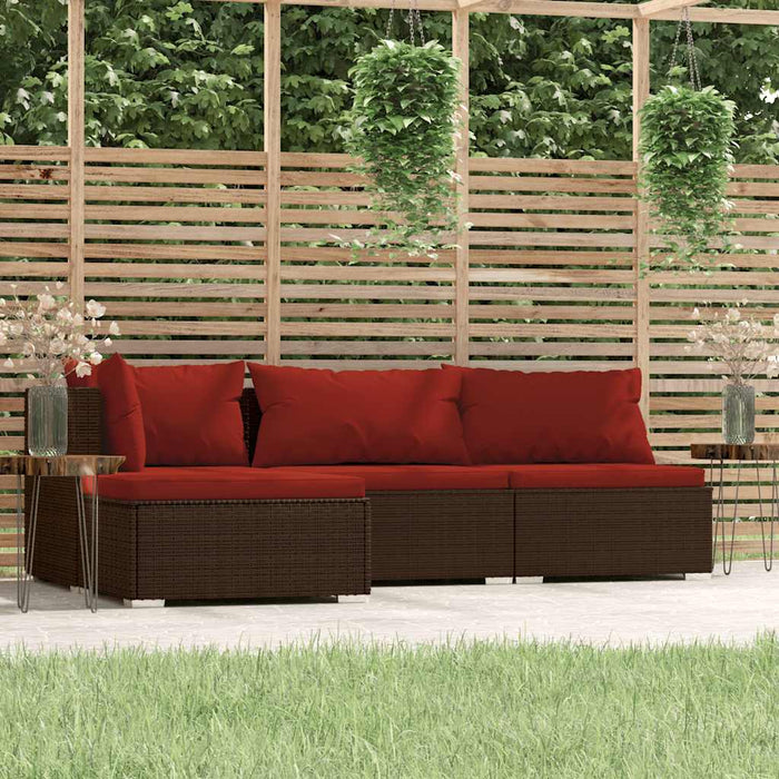Set mobilier de grădină cu perne, 4 piese, maro, poliratan - WALTI WALTI