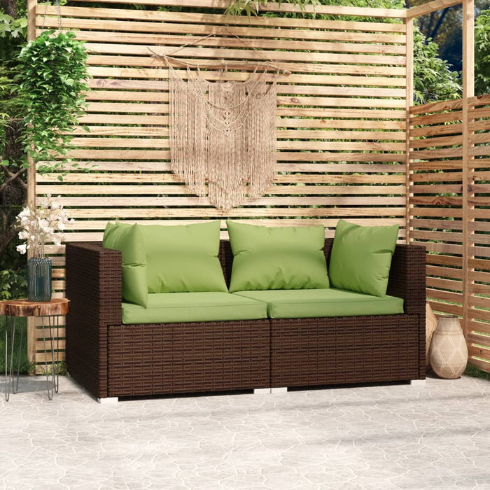 Canapea cu 2 locuri, cu perne, maro, poliratan - WALTI WALTI