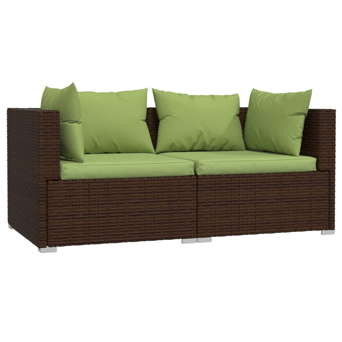 Set mobilier de grădină cu perne, 3 piese, maro, poliratan - WALTI WALTI