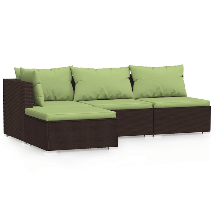 Set mobilier de grădină cu perne, 4 piese, maro, poliratan WALTI