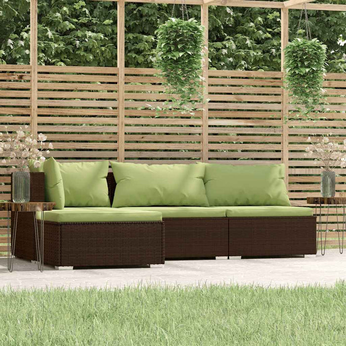 Set mobilier de grădină cu perne, 4 piese, maro, poliratan WALTI