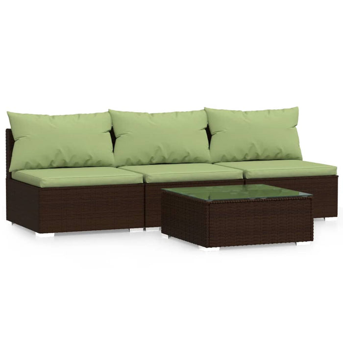 Set mobilier de grădină cu perne, 4 piese, maro, poliratan WALTI