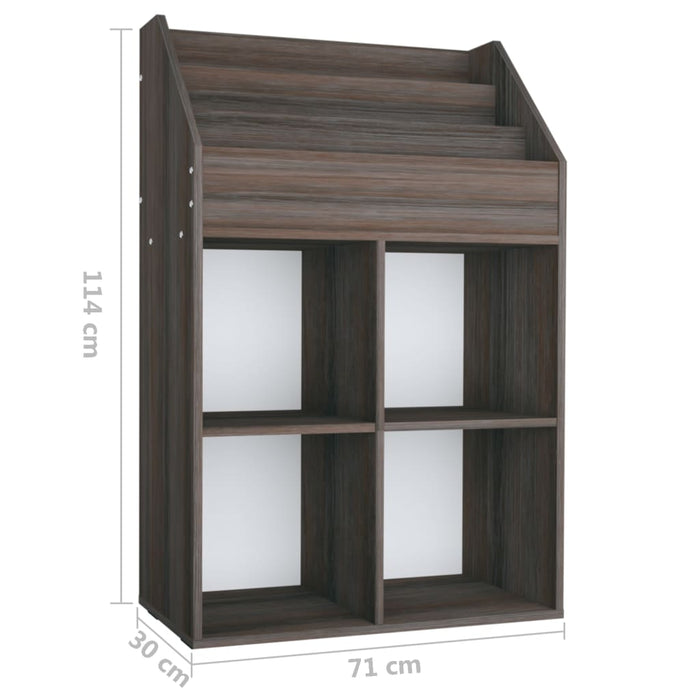 Raft reviste copii gri/stejar sonoma 71x30x114cm lemn prelucrat - WALTI WALTI