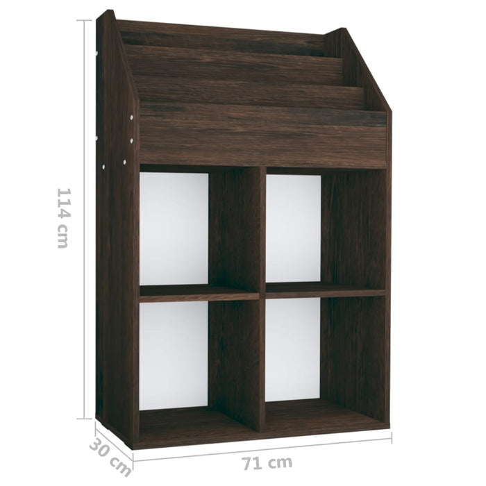 Raft reviste copii, stejar afumat, 71x30x114 cm, lemn prelucrat - WALTI WALTI