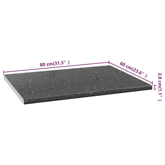 Blat bucătărie negru textură granit 80x60x2,8 cm lemn prelucrat WALTI