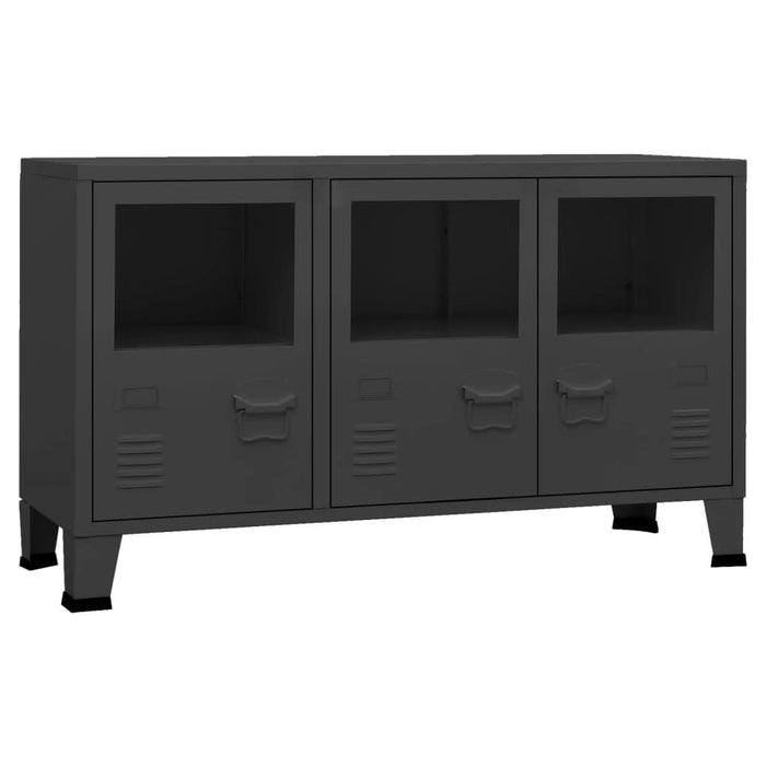 Servantă industrială, negru, 105x35x62 cm, metal și sticlă - WALTI WALTI