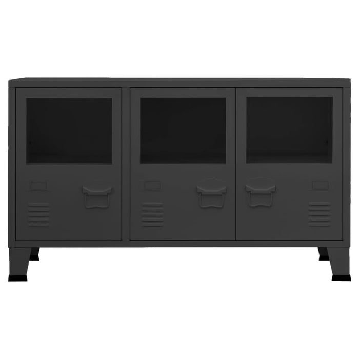 Servantă industrială, negru, 105x35x62 cm, metal și sticlă - WALTI WALTI