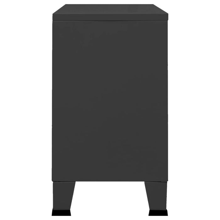 Servantă industrială, negru, 105x35x62 cm, metal și sticlă - WALTI WALTI