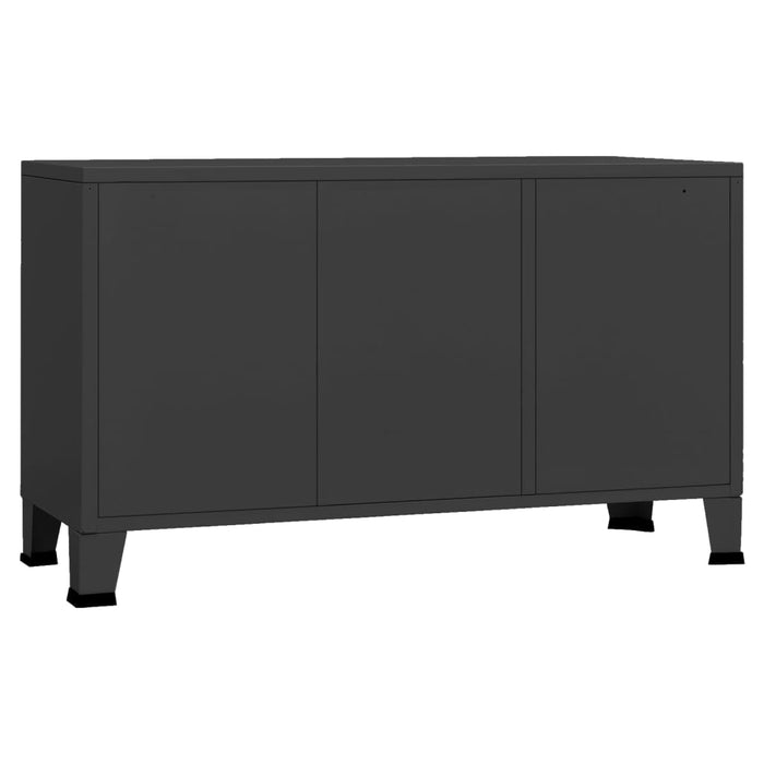 Servantă industrială, negru, 105x35x62 cm, metal și sticlă - WALTI WALTI