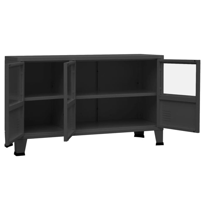 Servantă industrială, antracit, 105x35x62 cm, metal și sticlă - WALTI WALTI