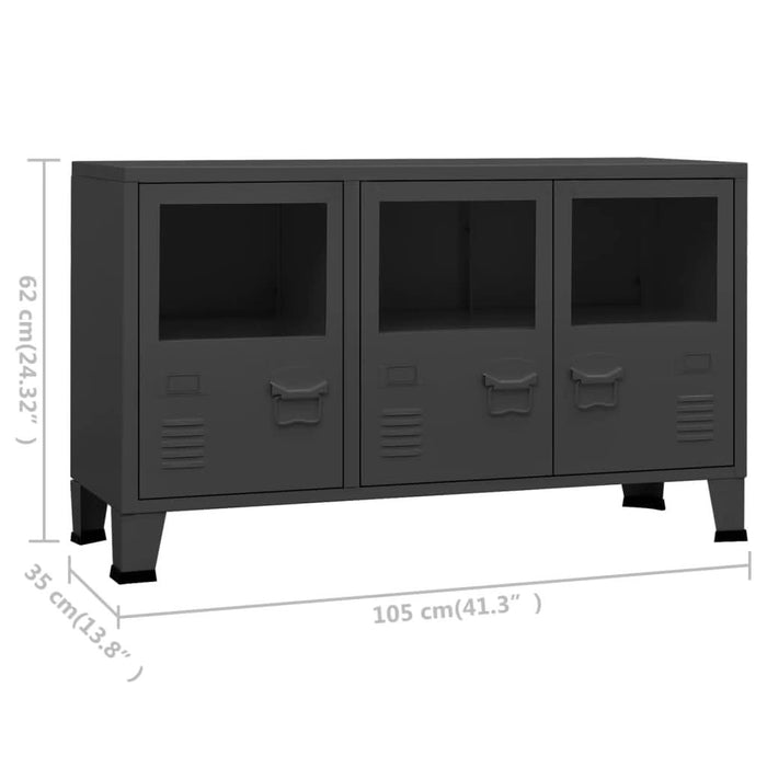 Servantă industrială, antracit, 105x35x62 cm, metal și sticlă - WALTI WALTI