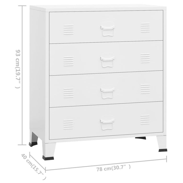 Dulap cu sertare industrial, alb, 78x40x93 cm, metal - WALTI WALTI