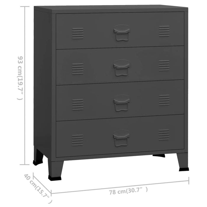 Dulap cu sertare industrial, antracit, 78x40x93 cm, metal - WALTI WALTI