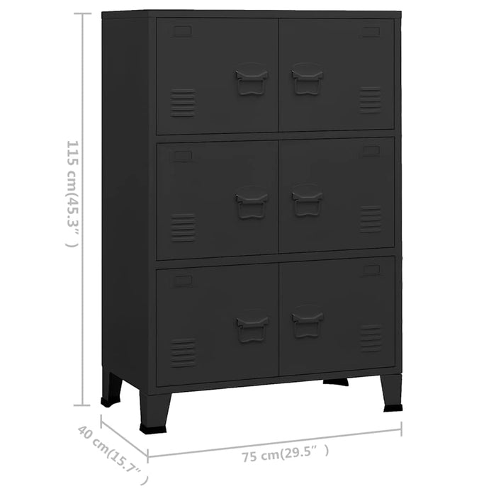 Dulap industrial de depozitare, negru, 75x40x115 cm, metal - WALTI WALTI