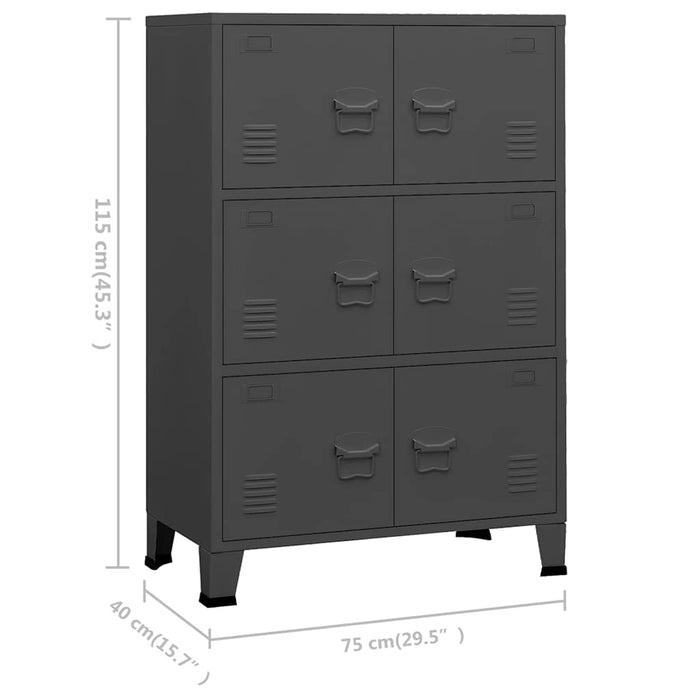 Dulap industrial de depozitare, antracit, 75x40x115 cm, metal - WALTI WALTI