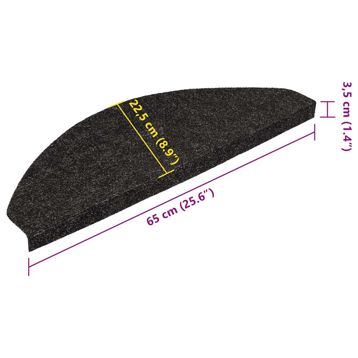 Covorașe scări autoadezive, 15 buc., antracit, 65x22,5x3,5 cm - WALTI WALTI