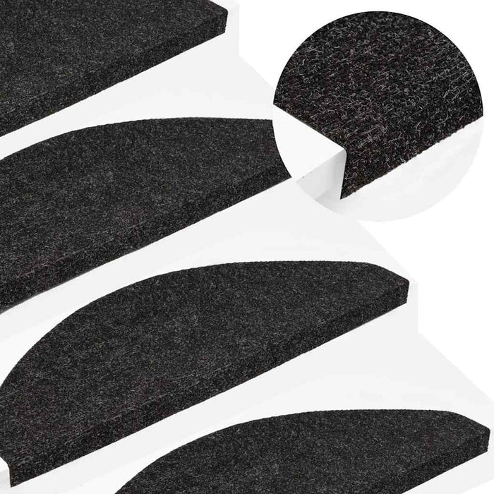 Covorașe scări autoadezive, 15 buc., antracit, 65x22,5x3,5 cm - WALTI WALTI