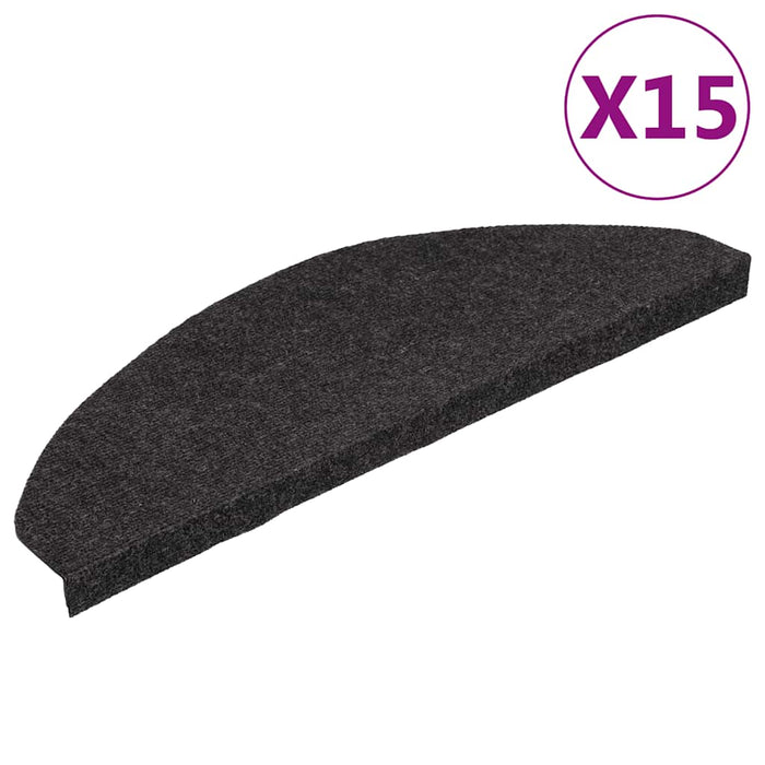 Covorașe scări autoadezive, 15 buc.,negru, 65x22,5x3,5 cm - WALTI WALTI