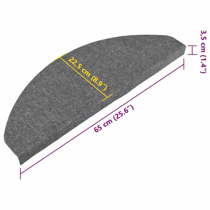 Covorașe scări autoadezive, 15 buc., gri, 65x22,5x3,5 cm - WALTI WALTI