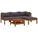 Set mobilier de grădină cu perne, 5 piese, lemn masiv acacia - WALTI WALTI