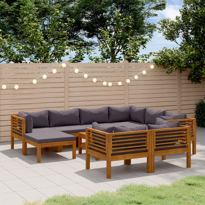 Set mobilier grădină cu perne, 10 piese, lemn masiv de acacia WALTI