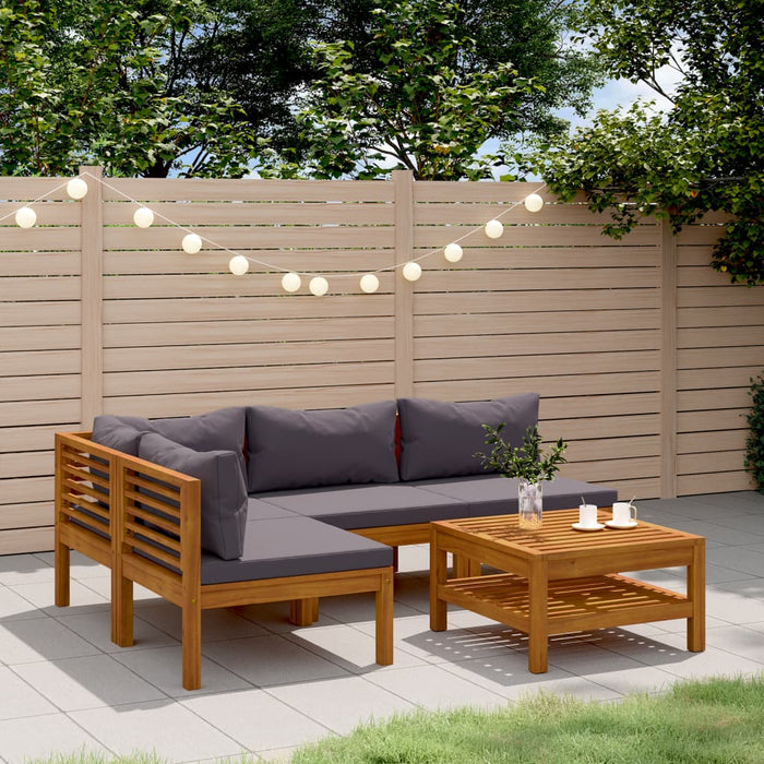 Set mobilier de grădină cu perne, 5 piese, lemn masiv acacia WALTI