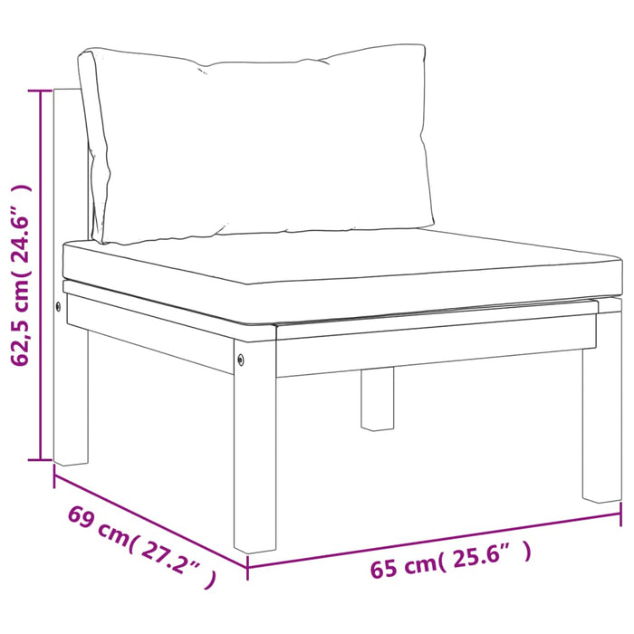 Set mobilier de grădină cu perne, 3 piese, lemn masiv de acacia - WALTI WALTI
