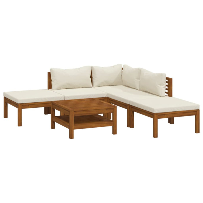 Set mobilier grădină cu perne crem, 6 piese, lemn masiv acacia - WALTI WALTI