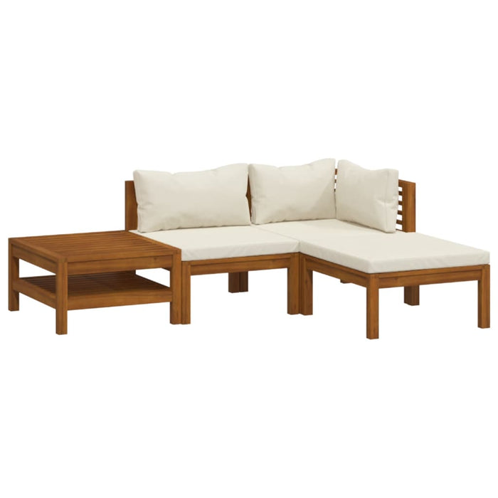 Set mobilier grădină cu perne crem, 4 piese, lemn masiv acacia - WALTI WALTI