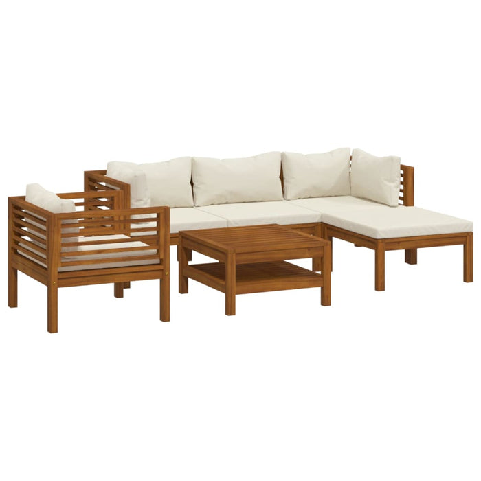 Set mobilier grădină cu perne crem, 6 piese, lemn masiv acacia - WALTI WALTI