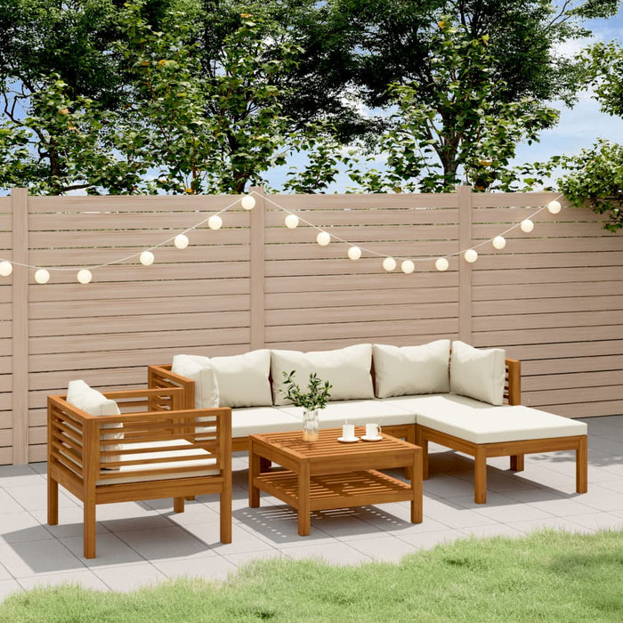 Set mobilier grădină cu perne crem, 6 piese, lemn masiv acacia - WALTI WALTI
