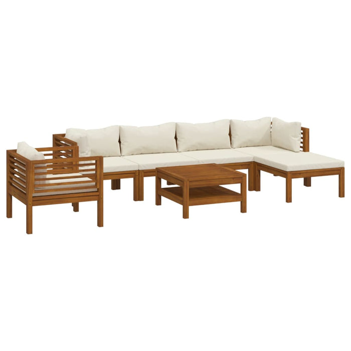 Set mobilier grădină cu perne crem, 7 piese, lemn masiv acacia - WALTI WALTI