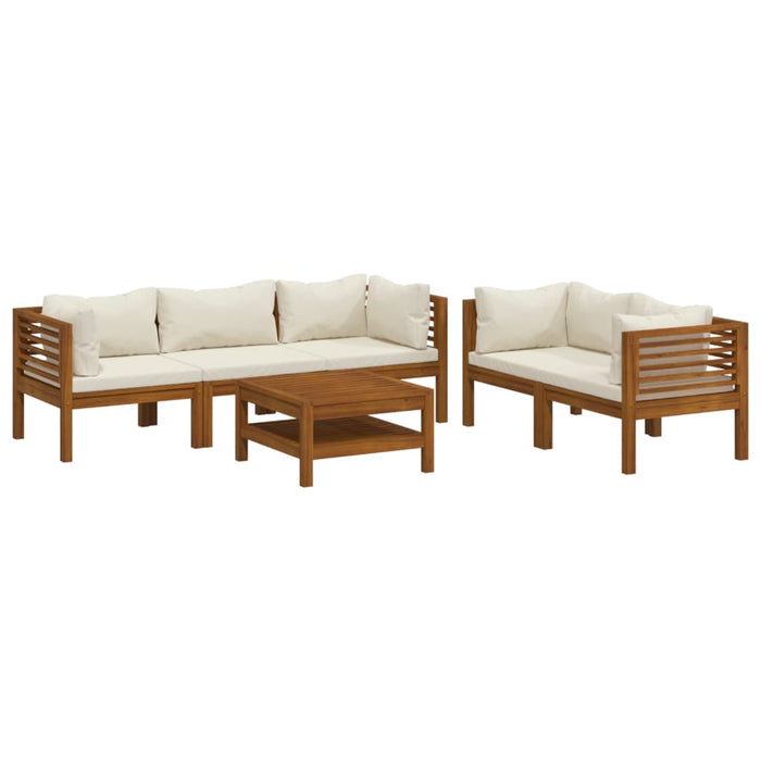 Set mobilier grădină cu perne crem, 6 piese, lemn masiv acacia - WALTI WALTI