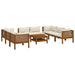 Set mobilier de grădină, perne crem, 9 piese, lemn masiv acacia - WALTI WALTI