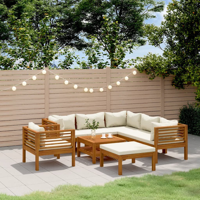 Set mobilier grădină cu perne crem, 8 piese, lemn masiv acacia - WALTI WALTI