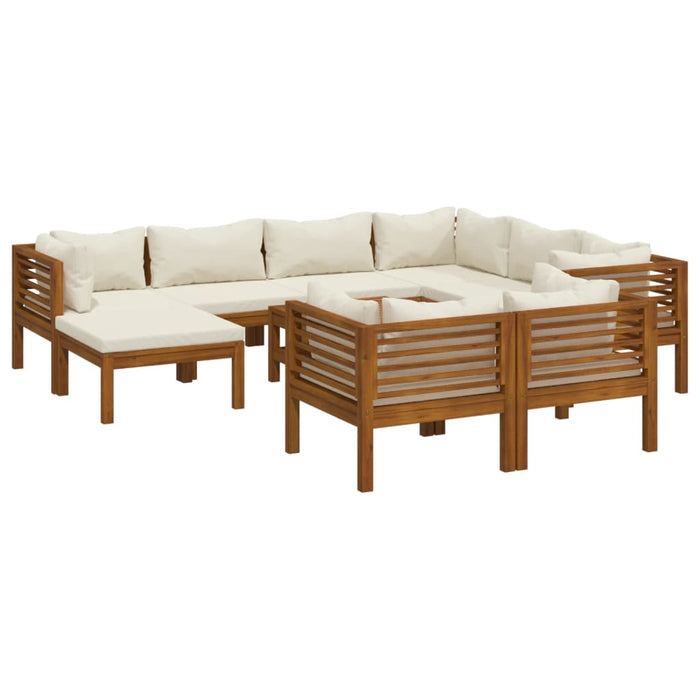 Set mobilier grădină cu perne crem 10 piese lemn masiv acacia - WALTI WALTI